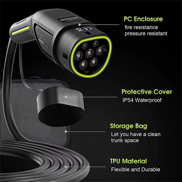 16A 3.5KW Type2 To Type2 Cable